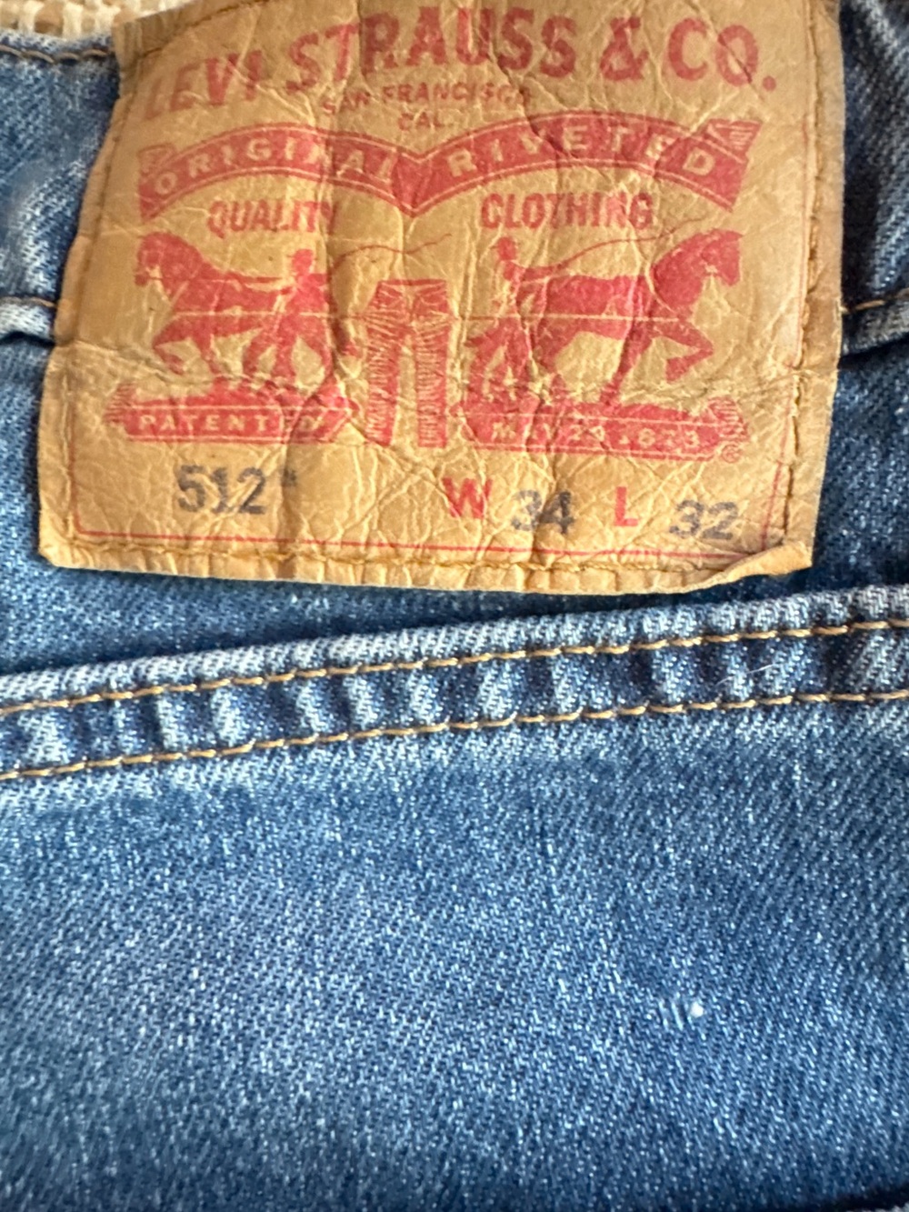 Levi’s 512 Jeans Mens 34x32 Slim Taper Medium Wash WaterLess Denim